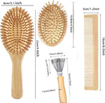 5 Pcs Bamboo Hair Brush Set