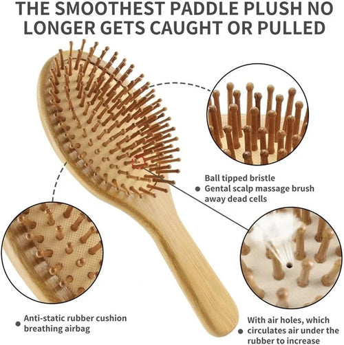 5 Pcs Bamboo Hair Brush Set